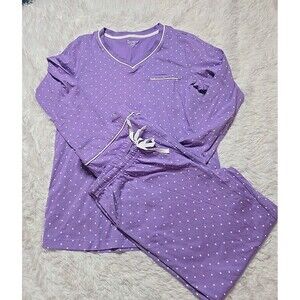 Pajamagram Purple Poka Dot 100% Cotton Pajama Set Size Large NWT